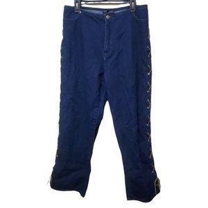 The Blues Women's Plus Size 18 Jeans Lace Up Retro Cowgirl High Rise Mom